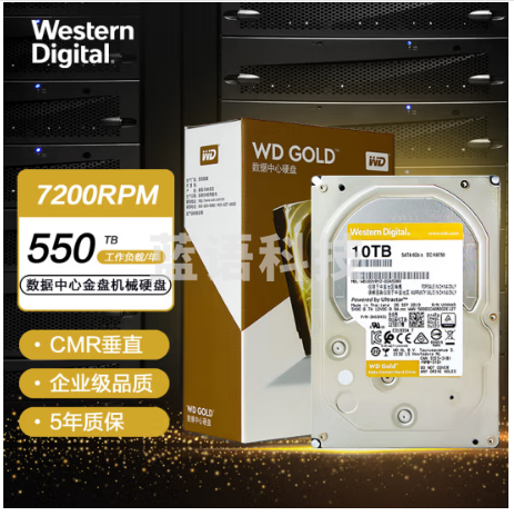 西部数据(Western Digital)WD102VRYZ金盘 10TB SATA6Gb/s 7200转256M 企业硬盘