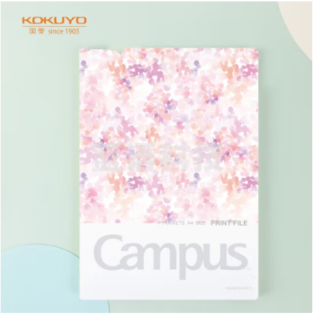 国誉(KOKUYO)A4分类文件夹水彩絮语Campus学生收纳册文件袋 粉色 WSG-FUD810P