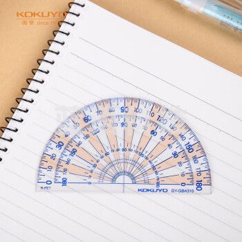 国誉(KOKUYO)半圆量角器学生办公用180度山形刻度透明网格型测量尺子 GY-GBA310