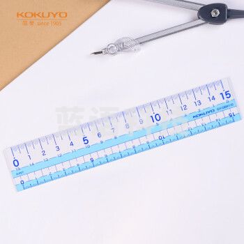 国誉(KOKUYO)15CM直尺学生办公高考用透明刻度尺子 双向测量 透明蓝 GY-GBA110B