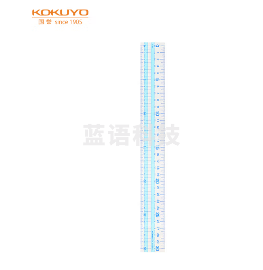 国誉(KOKUYO)30CM直尺进口淡彩曲奇高考透明尺子绘画考试 刻度清晰韧性足 透明蓝 GY-GBA111B