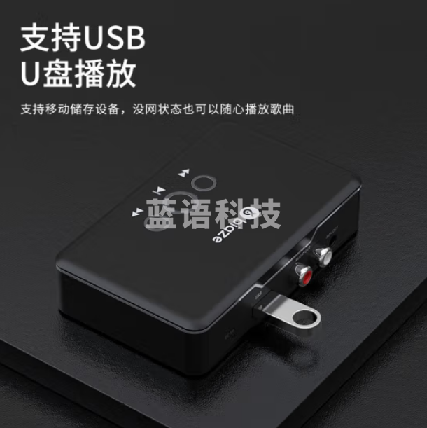 毕亚兹 蓝牙适配器5.0版充电款 蓝牙音频接收器 手机笔记本电脑接3.5mm莲花2RCA音频口音响箱功放 D43