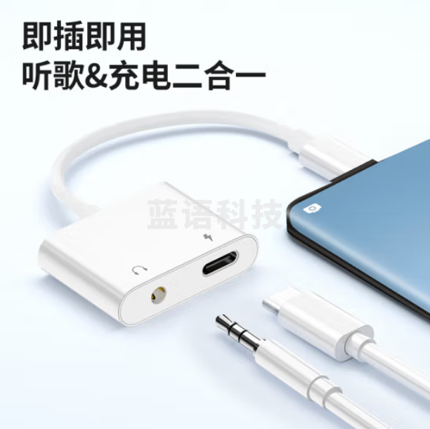 毕亚兹 苹果15/iPad Pro耳机转接头 Type-c二合一音频转换器 P22
