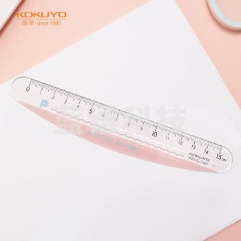 国誉(KOKUYO)淡彩星球·15cm波浪弯弯尺透明刻度安全无尖角划线便捷 粉色 WSG-CLJ150P