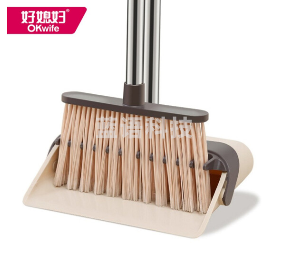 好媳妇 AGW-4867A-1扫把簸箕套装组合 家用扫地扫帚软毛可折叠 刮齿两件套扫连铲