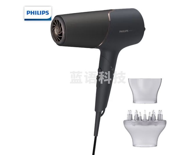 飞利浦（PHILIPS）电吹风机 家用大功率 6档调控 恒温速干 发廊沙龙专业级吹风筒 2200W丨负离子+锌离子护发丨黑色 BHD538/25