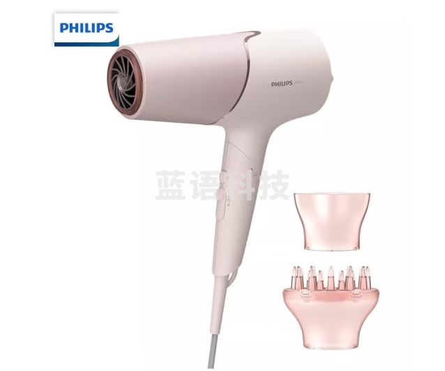 飞利浦（PHILIPS）电吹风机 家用大功率 6档调控 恒温速干 发廊沙龙专业级吹风筒 2200W丨负离子+锌离子护发丨粉色 BHD538/05
