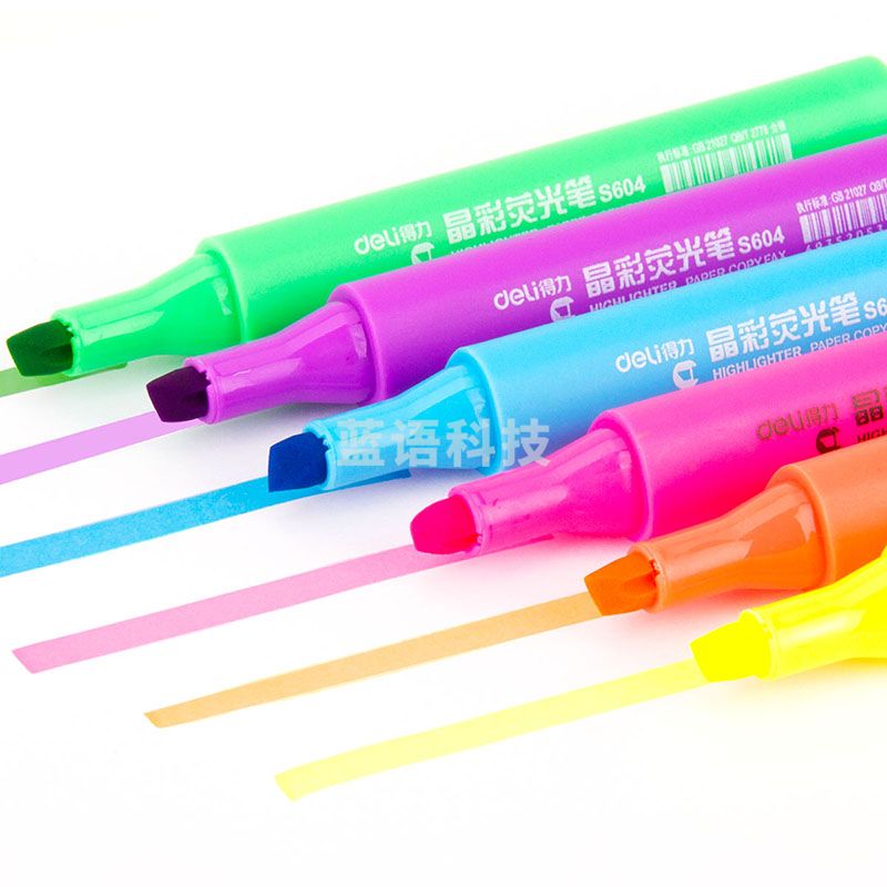 得力(deli)33111 彩色醒目荧光笔 6支/盒