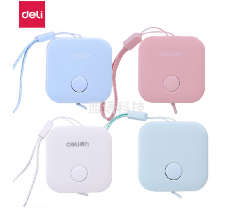 得力(deli)79650迷你皮卷尺 1.5m自动卡位 1个/卡装 混色