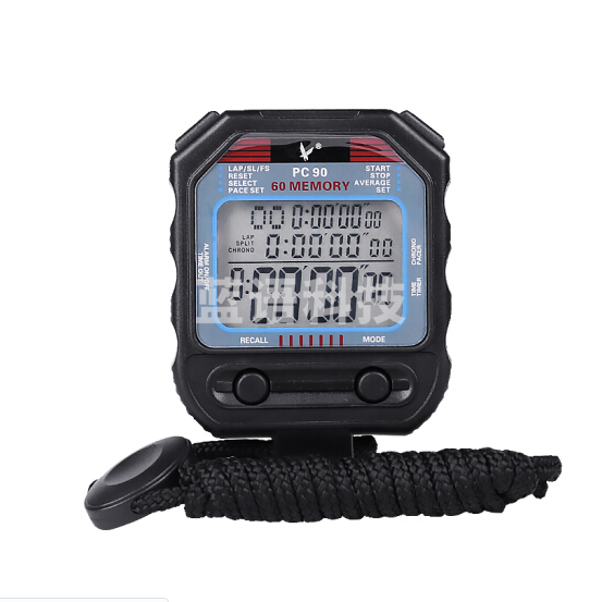 天福秒表 PC90三排60道 裁判计时器多功能厨房闹钟 防滑电子表运动比赛田径跑步训练