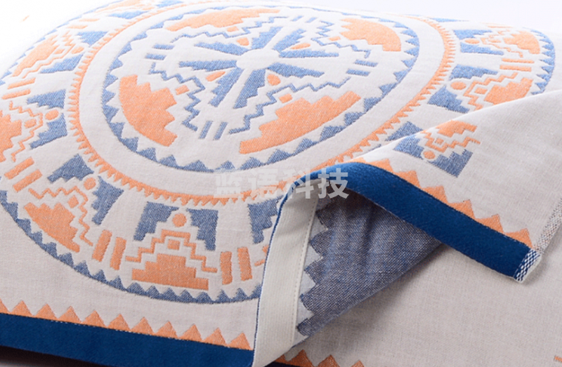 沐凡 纯棉枕巾一对装 纱布四层枕头巾 弥夏蓝边75*53cm