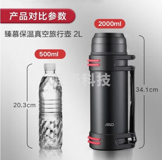 爱仕达（ASD）保温壶户外暖瓶真空不锈钢大容量运动旅行车载热水壶RWS20P7WG-D