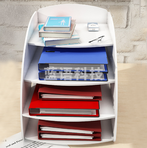 扇形文件架资料分类架办公室桌面文件架文件架收纳架  白色  四层弧形