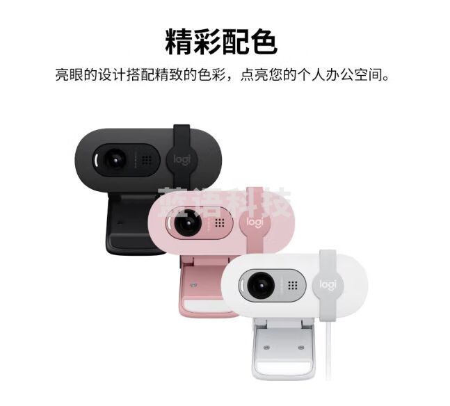 罗技（Logitech）Brio 90 全高清摄像头 视频会议网课摄像头 电脑笔记本摄像头 带麦克风 茱萸粉
