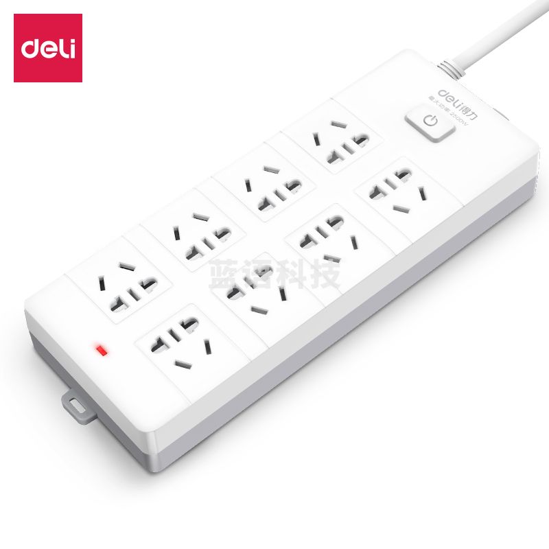 得力18170-05插座_8组_5米_PVC袋装(白)(只)