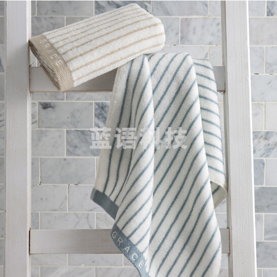 洁丽雅6450A纯棉强吸水舒适面巾 72*34cm 蓝色