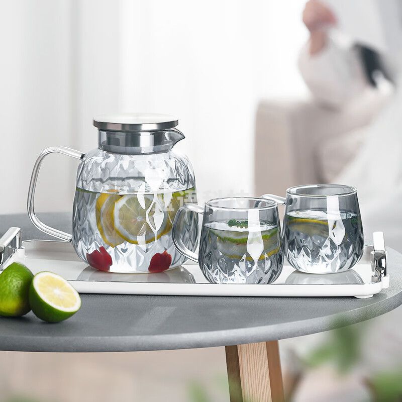 德世朗DLL-TZ068A龙鳞玻璃冷水壶套装 水壶1500mL +分享杯380 mL*2（套）