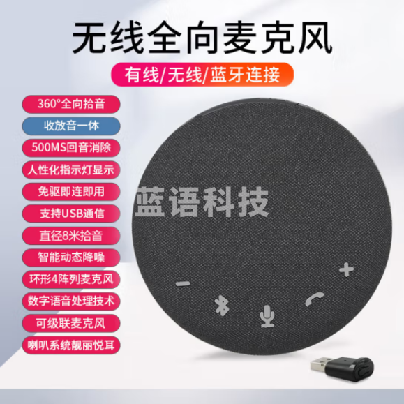 戴浦（DAIPU）视频会议一拖二蓝牙无线全向麦克风套装组合(适合10-60平米会议室)USB免驱扬声器/会议系统DP-Go12W