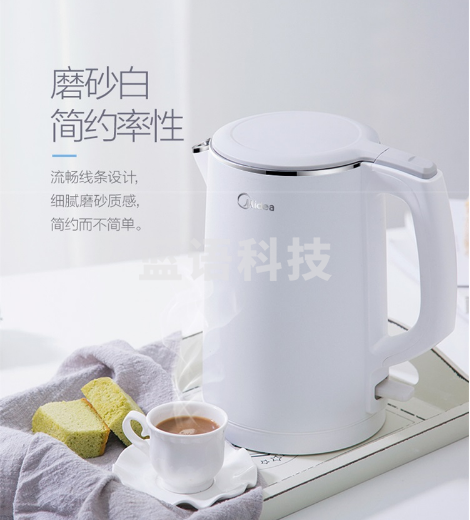 美的（Midea）电水壶热水壶电热水壶304不锈钢净甜家用水壶双层防烫暖水壶开水壶烧水壶智能自动断电1512e