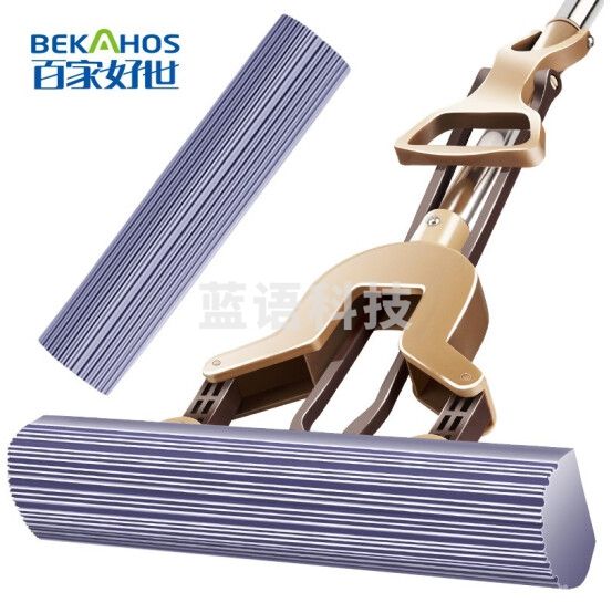 对折胶棉拖把免手洗挤水托把