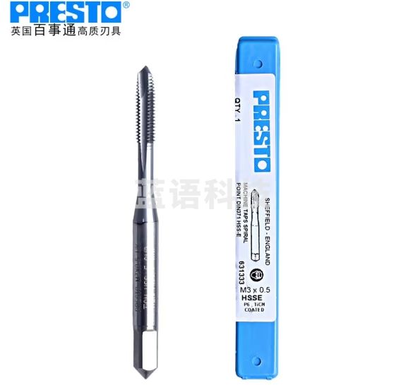 百事通（PRESTO）含钴黑钛先端丝攻 M3.0X0.5 直槽丝锥