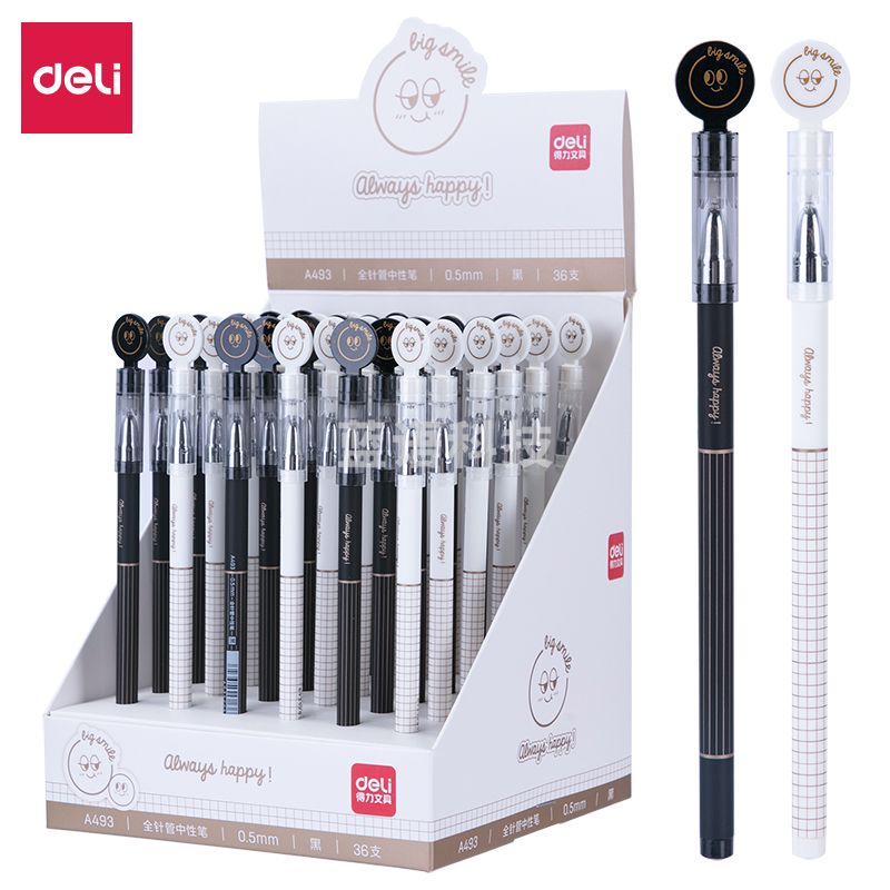 得力A493中性笔0.5mm全针管(黑)(支)