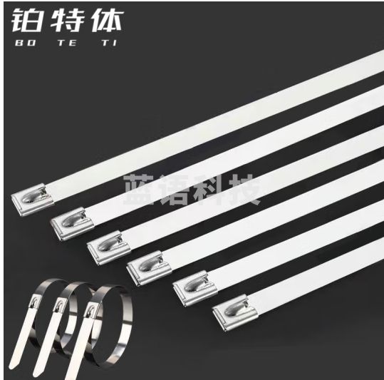 铂特体 不锈钢扎带 4.6mm自锁式金属扎带绑带带扣式线束收紧捆绑扎带 304材质4.6*400mm(100根)