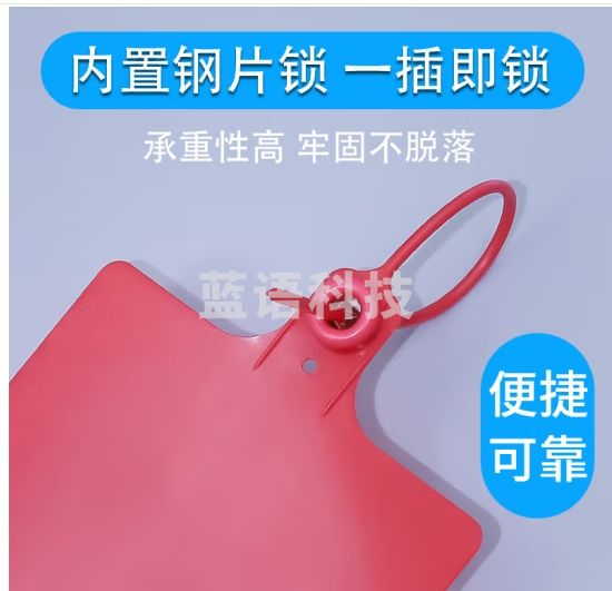 铂特体 标签牌 物流吊牌加厚挂签快运扎带标识牌内置锁芯标签牌 红色100只
