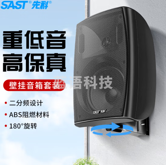 先科P80 壁挂式音响音箱喇叭 8英寸 80W