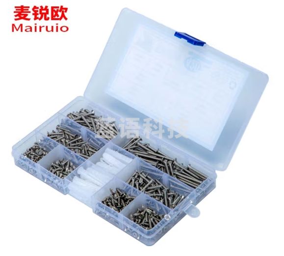 麦锐欧 304不锈钢圆头套装螺丝 M3沉头十字螺钉塑料膨胀管组合 五金紧固件 420PCS