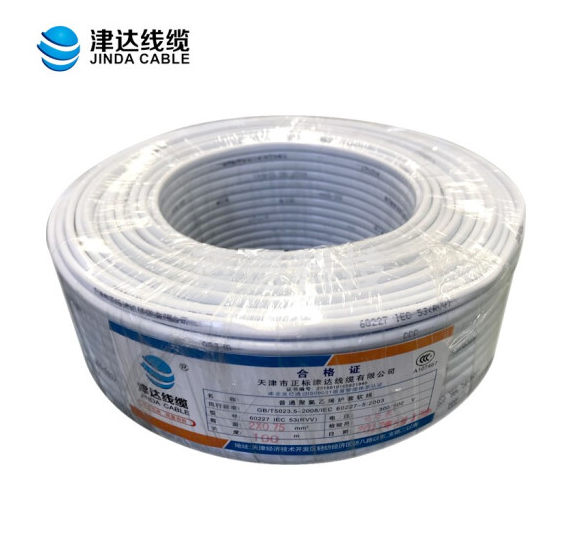 津达线缆 国标4芯多丝护套软铜线 硬线 电线 电缆 津达线缆 RVV4*4.0平方白色