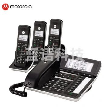 摩托罗拉(Motorola)数字无绳录音电话机 无线座机子母机一拖三 通话录音 可扩展子机C7001C 黑色