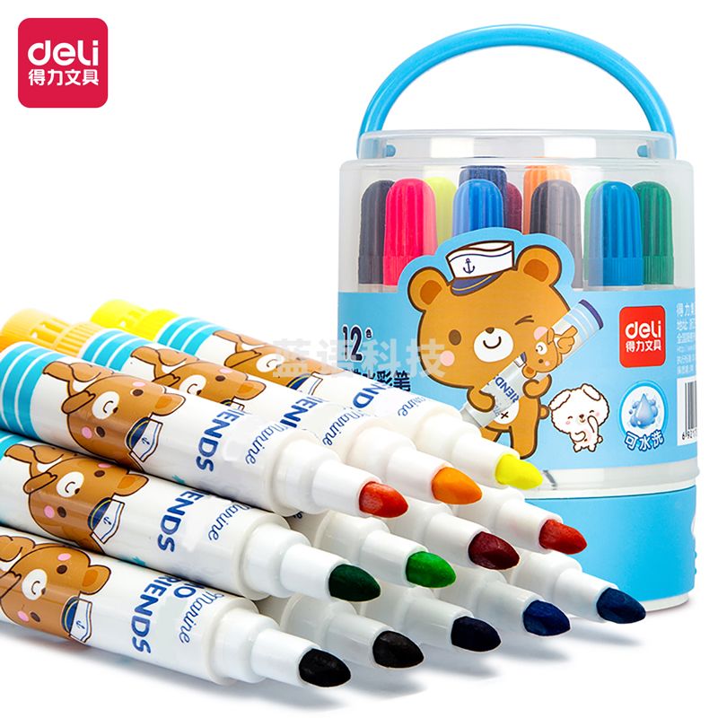 得力优酷6981水彩笔(混)(12支/桶)