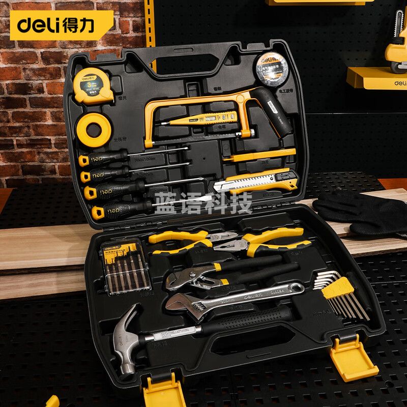 得力（deli） DL5964 家用多功能工具箱园艺套装电工维修工具箱家用应急包30件
