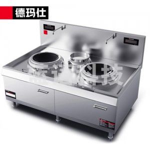 德玛仕 DEMASHI HW-SXC12C-01 电磁炉 大功率商用 大锅灶台学校食堂 双头单尾小炒锅 201不锈钢