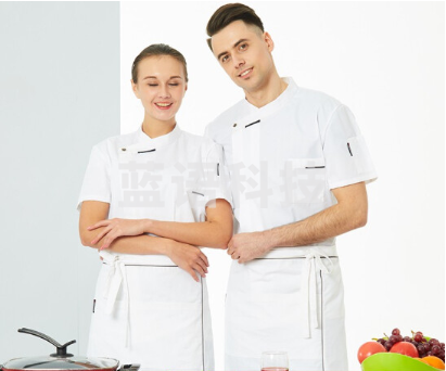 厨师服套装 帽子+围裙+上衣 短袖
