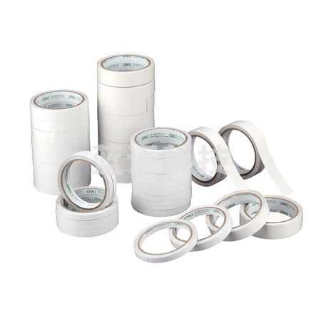 得力30406棉纸双面胶带18mm*10y*80um(白)(1卷/袋)