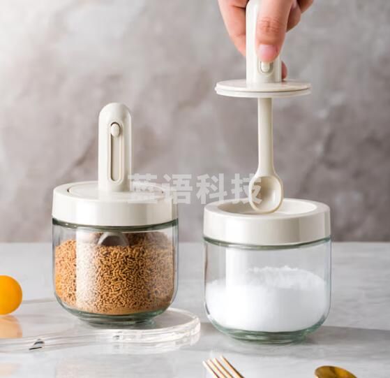美厨(maxcook)MCPJ2761 调料盒调料罐 勺盖可伸缩 玻璃调料瓶味精300ml 2只装