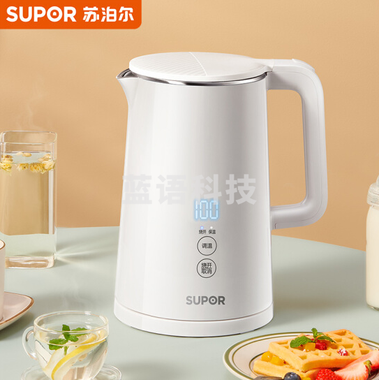 苏泊尔 (SUPOR)SW-15J68A 电水壶热水壶 保温 养生 电热水壶全钢无缝电子调温 304不锈钢烧水壶开水壶 显温