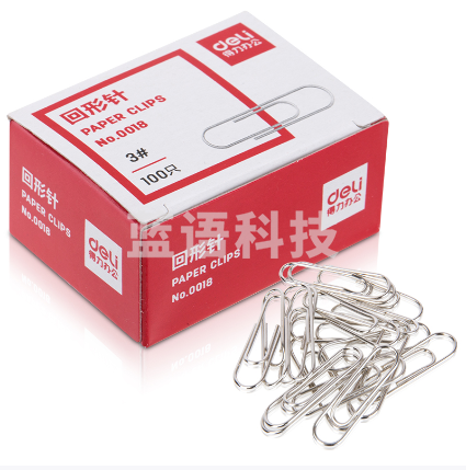 得力(deli)3#金属回形针 镀镍防锈曲别针 100枚/盒 10盒装 办公用品 0018
