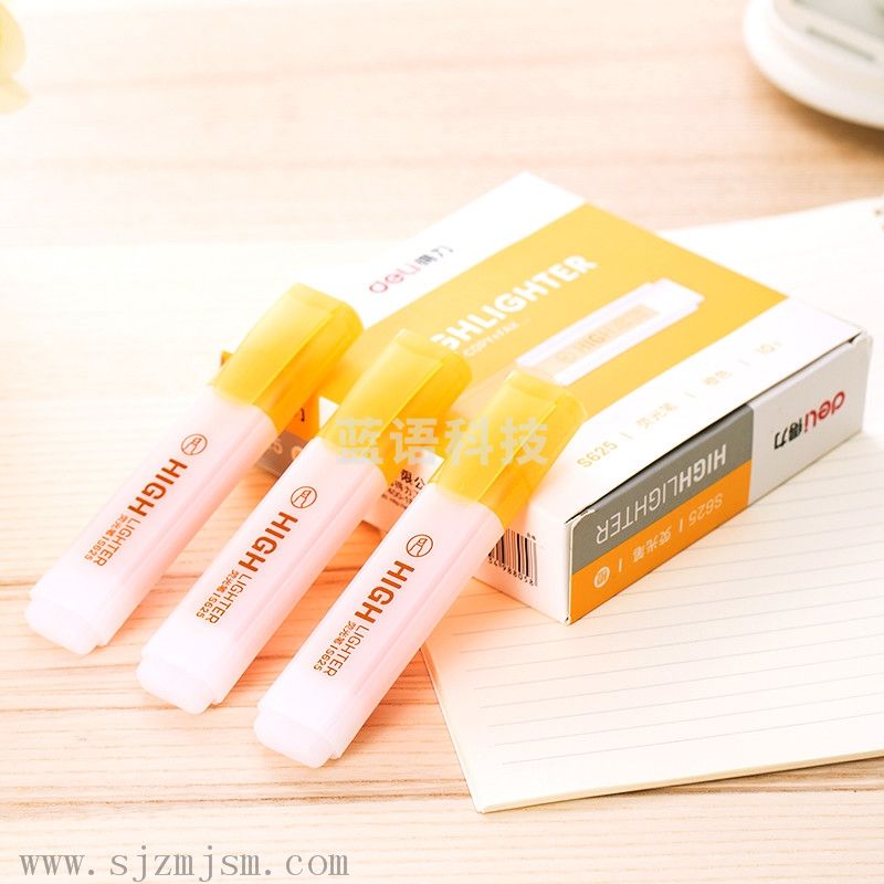 得力(deli) 荧光笔考试复习标记笔 手帐可用水性记号 橙色 10支/盒装