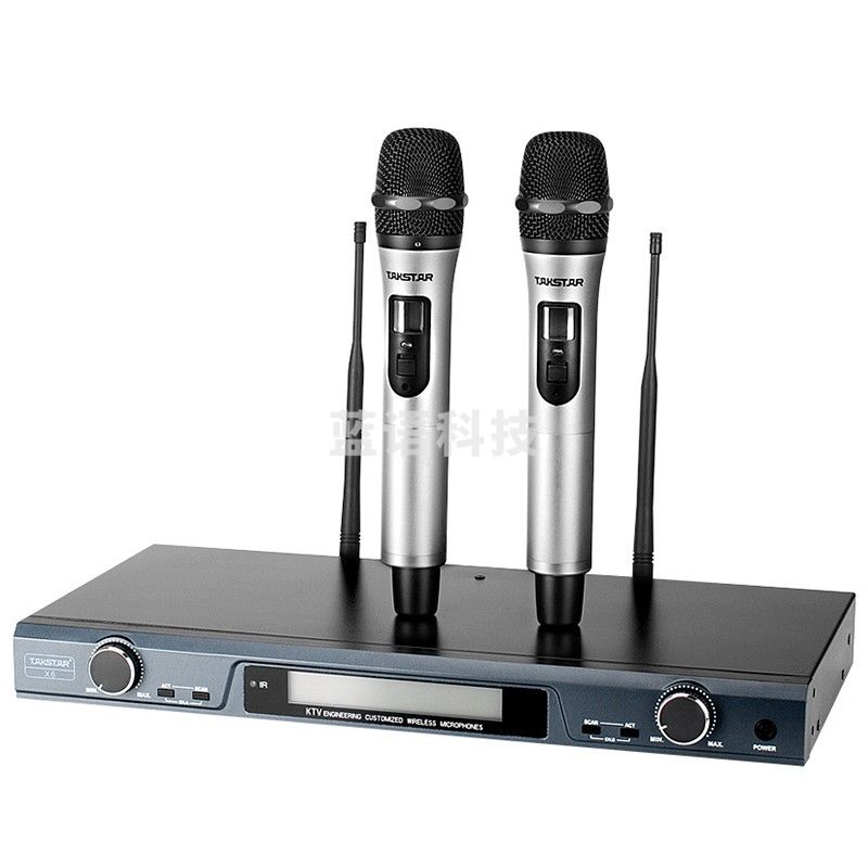 得胜(TAKSTAR) X6 U段可调频无线麦克风 一拖二无线话筒 专业演出会议主持话筒 银色