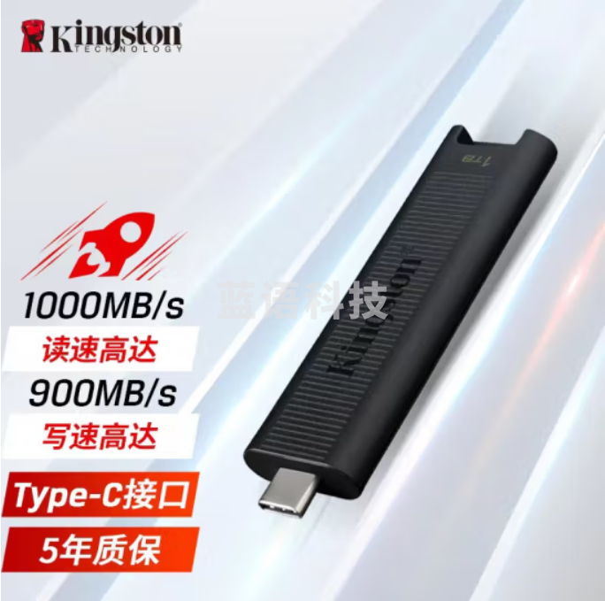 金士顿(Kingston)1TB USB3.2 超极速固态U盘 DTMAX Type-C 手机U盘 读速高达1000MB/s 写900MB/s
