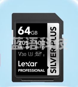 雷克沙（Lexar）v60sd卡相机内存卡高速4K单反相机存储卡 SILVER PLUS读205MB/s 64GB