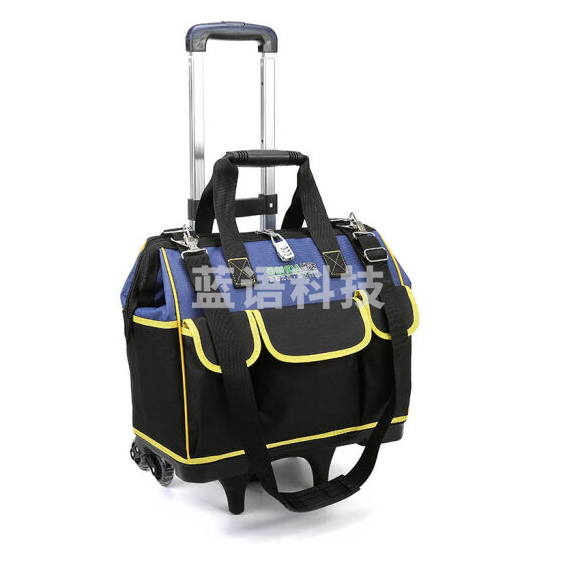 带轮工具包 蓝色大号拉杆滚轮帆布包 多功能工具箱 尺寸：46*25*34cm 货号：JC
