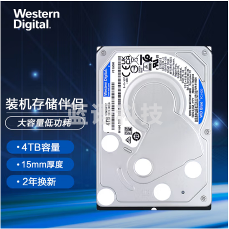 西部数据(Western Digital)WD40NPZZ蓝盘 4TB SATA6Gb/s 5400转128M 15mm 2.5英寸硬盘
