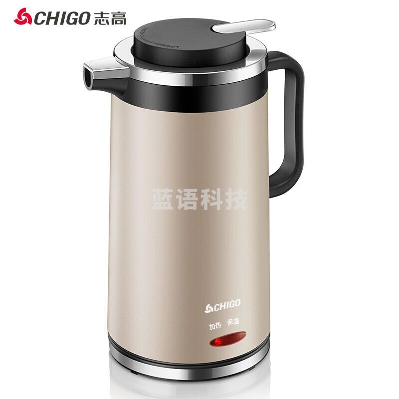 志高（CHIGO）ZJ15BB 电热水壶 304不锈钢保温 双层防烫烧水壶 1.5L电水壶 金色
