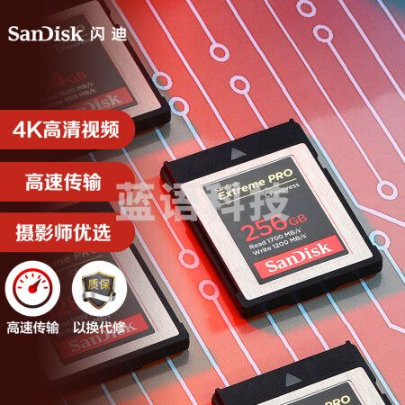 闪迪（SanDisk）256GB CF存储卡 4K 至尊超极速版单反相机内存卡 读速1700MB/s 写速1200MB/s兼容部分XQD相机