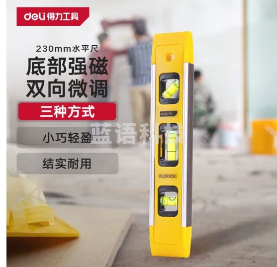 得力（deli）水平尺高精度强磁靠尺倾角度平衡仪子迷你小型工具测量尺