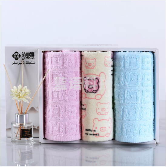 洁丽雅 6415毛巾礼盒 纯棉毛巾套装 亲子三件套装 礼盒